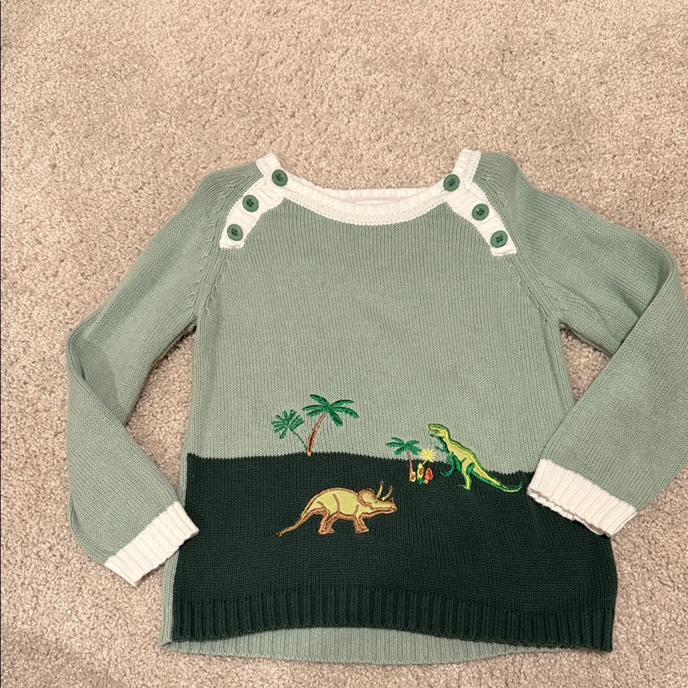 Powell Craft Green Dinosaur Kids Sweater, size 2-3 - Picture 2 of 6